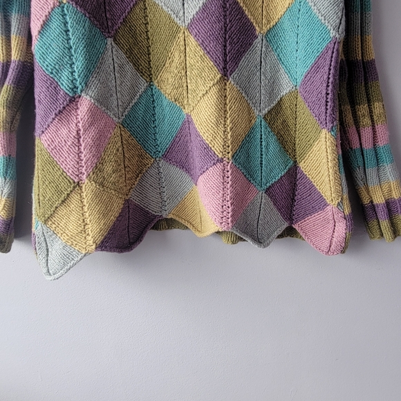 Spanner Argyle Easter Wool Blend Turtleneck Sweater sz S - Picture 4 of 10